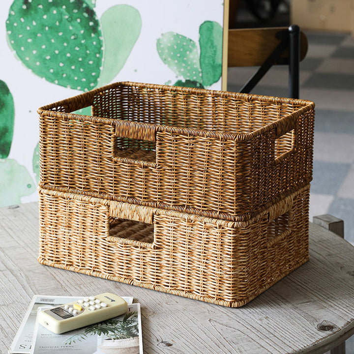 Handcrafted Rectangular Wicker Storage Bin Kalsten