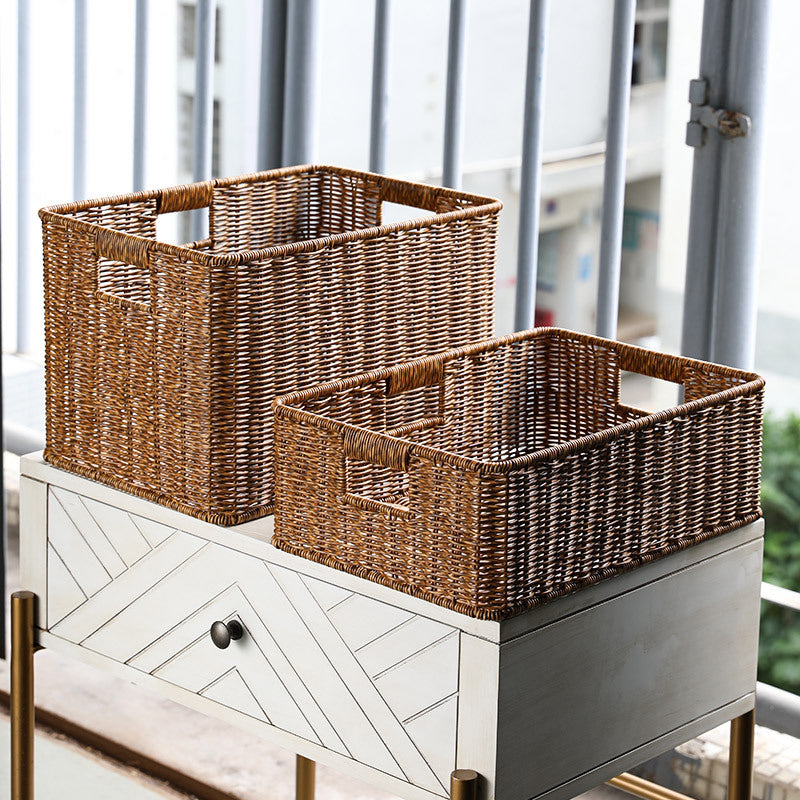 Handcrafted Rectangular Wicker Storage Bin Kalsten