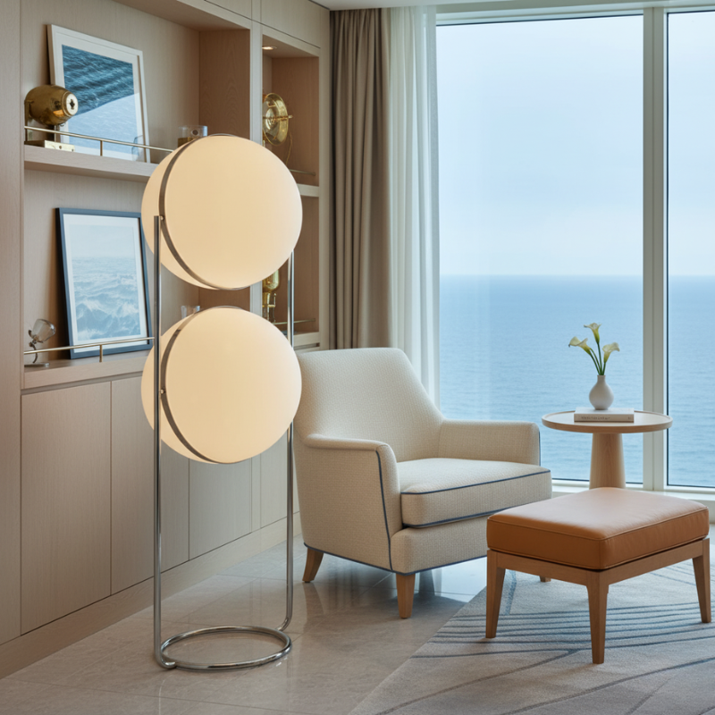 Orbis Chrome-Frame Floor Lamp