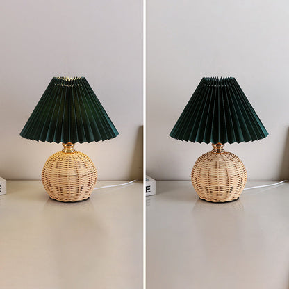 BowLift | RattaLume Nordic LED Table Lamp | Woven Rattan & Foldable Fabric Shade | Mood Light | Decor for the Bedroom