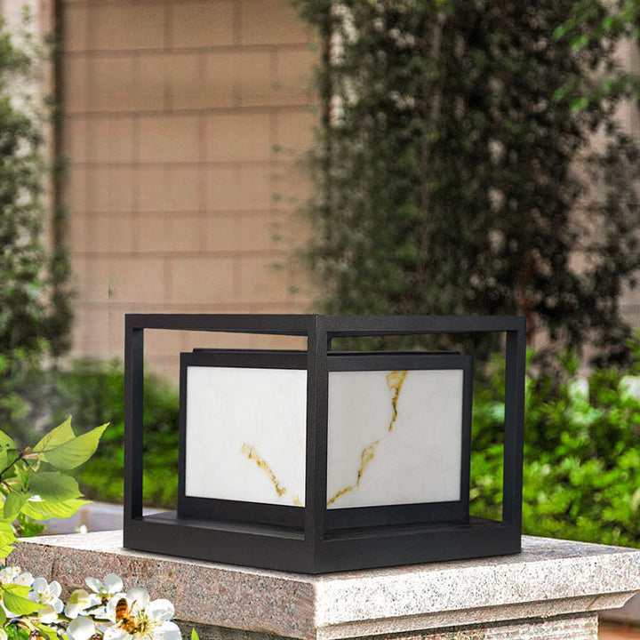 Modern Solar Square Chinese Outdoor Column Head Light LED Lawn Landscape Light | Kalsten