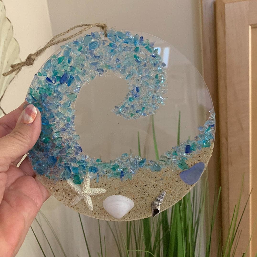 Kalsten | Sea glass sun catcher - Ocean breaking wave beach ornament