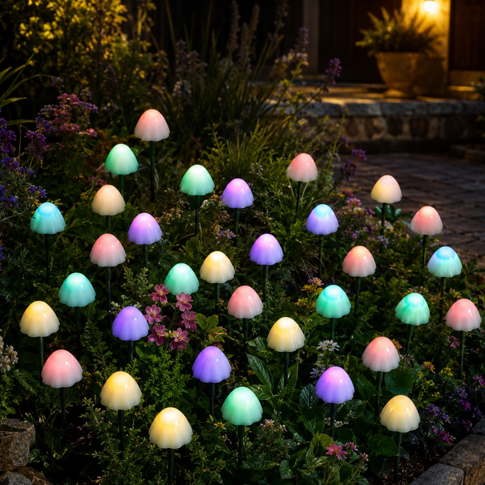 MushroomGlow Solar String Lights