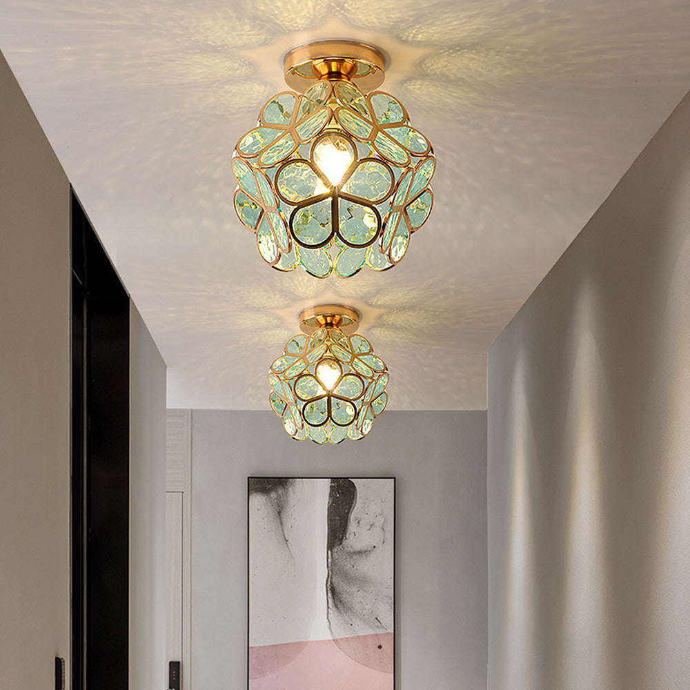 Artistic Glass Ceiling Lamp with Floral Pattern - FlowerHall | Kalsten