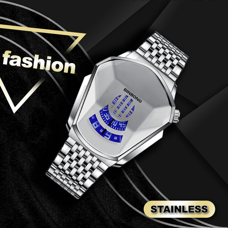 Men's quartz watch in diamond style