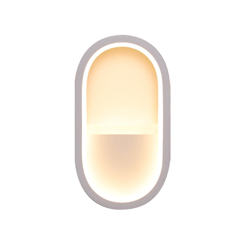 Oval Wall Light Fixture Contemporary Acrylic Black/White LED Wall Sconce in Warm/White Light | Kalsten