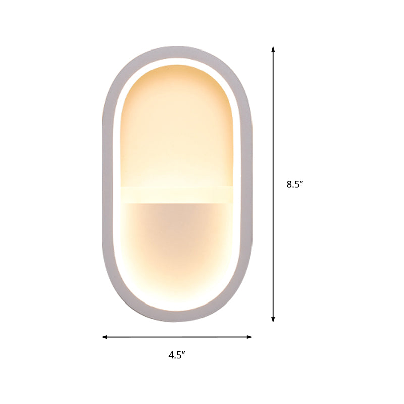 Oval Wall Light Fixture Contemporary Acrylic Black/White LED Wall Sconce in Warm/White Light | Kalsten