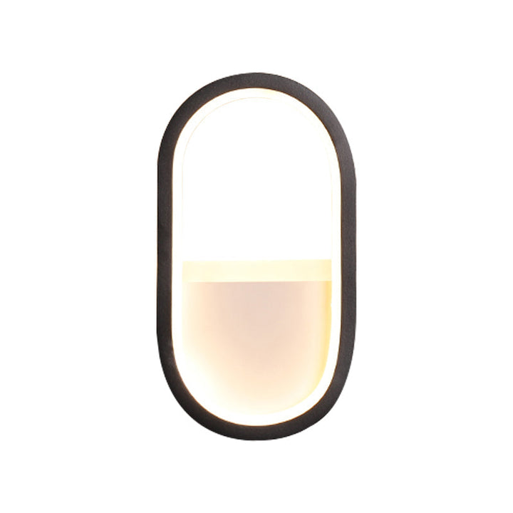 Oval Wall Light Fixture Contemporary Acrylic Black/White LED Wall Sconce in Warm/White Light | Kalsten