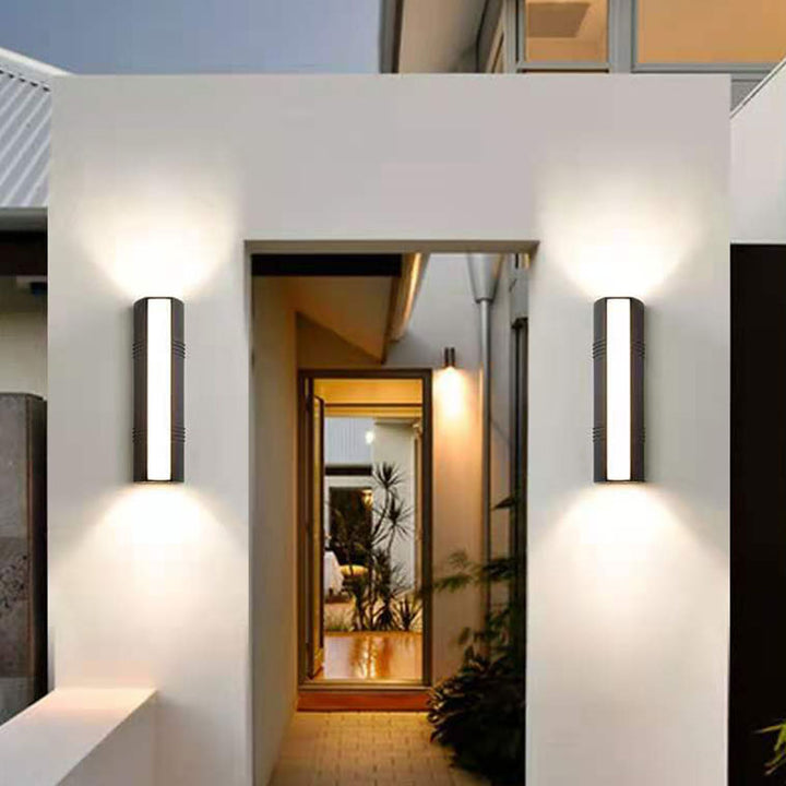 Trapezoid Shaped Wall Sconce Light Minimalist Metallic Courtyard LED Wall Mount Lighting in Black | Kalsten