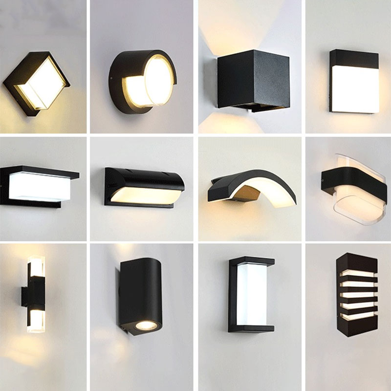 Geometrical Acrylic Wall Sconce Light Minimalist Black LED Wall Mount Lighting for Outdoor | Kalsten
