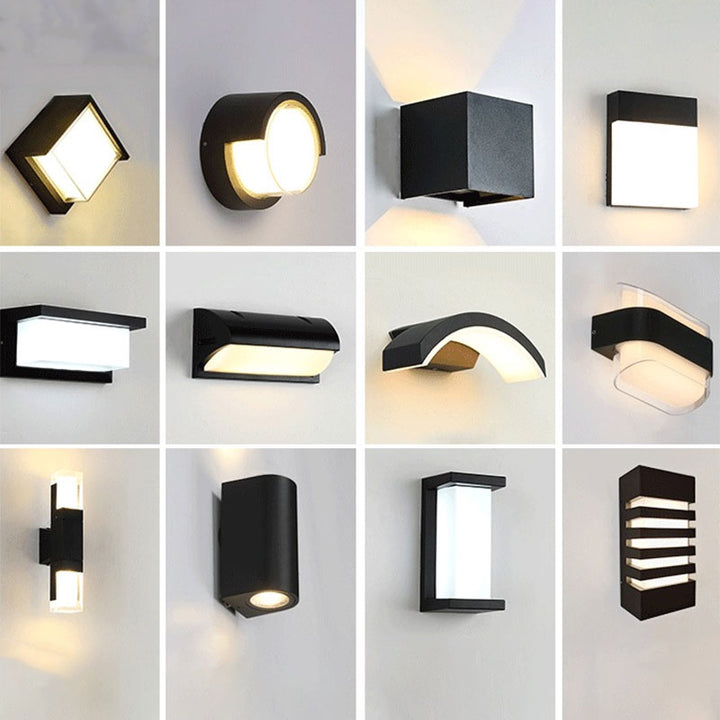 Geometrical Acrylic Wall Sconce Light Minimalist Black LED Wall Mount Lighting for Outdoor | Kalsten