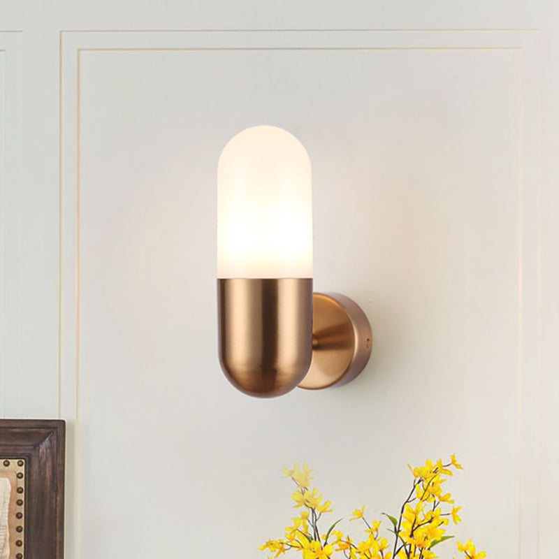 Capsule Metal Wall Sconce Light Postmodern 1 Light Black/Gray/White Wall Mounted Light for Bedroom | Kalsten