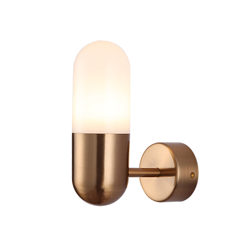 Capsule Metal Wall Sconce Light Postmodern 1 Light Black/Gray/White Wall Mounted Light for Bedroom | Kalsten