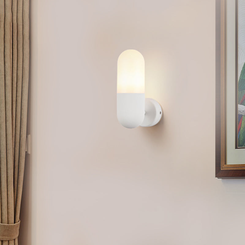 Capsule Metal Wall Sconce Light Postmodern 1 Light Black/Gray/White Wall Mounted Light for Bedroom | Kalsten