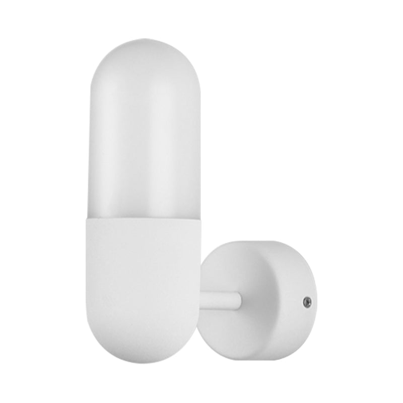 Capsule Metal Wall Sconce Light Postmodern 1 Light Black/Gray/White Wall Mounted Light for Bedroom | Kalsten