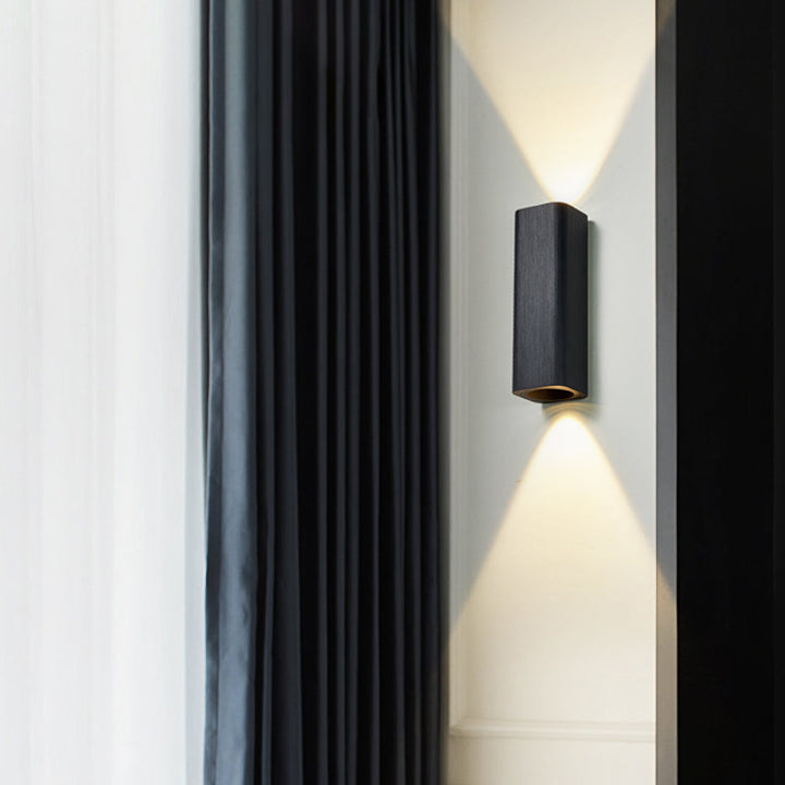 Modern Cuboid Wall Mounted Light Metal Living Room LED Up and Down Wall Sconce in Bronze/Gold/Coffee | Kalsten