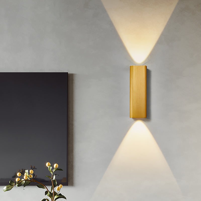 Modern Cuboid Wall Mounted Light Metal Living Room LED Up and Down Wall Sconce in Bronze/Gold/Coffee | Kalsten
