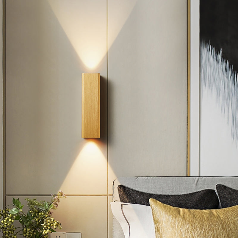 Modern Cuboid Wall Mounted Light Metal Living Room LED Up and Down Wall Sconce in Bronze/Gold/Coffee | Kalsten