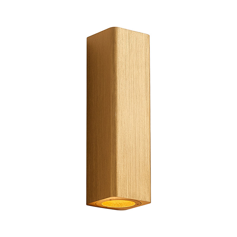 Modern Cuboid Wall Mounted Light Metal Living Room LED Up and Down Wall Sconce in Bronze/Gold/Coffee | Kalsten