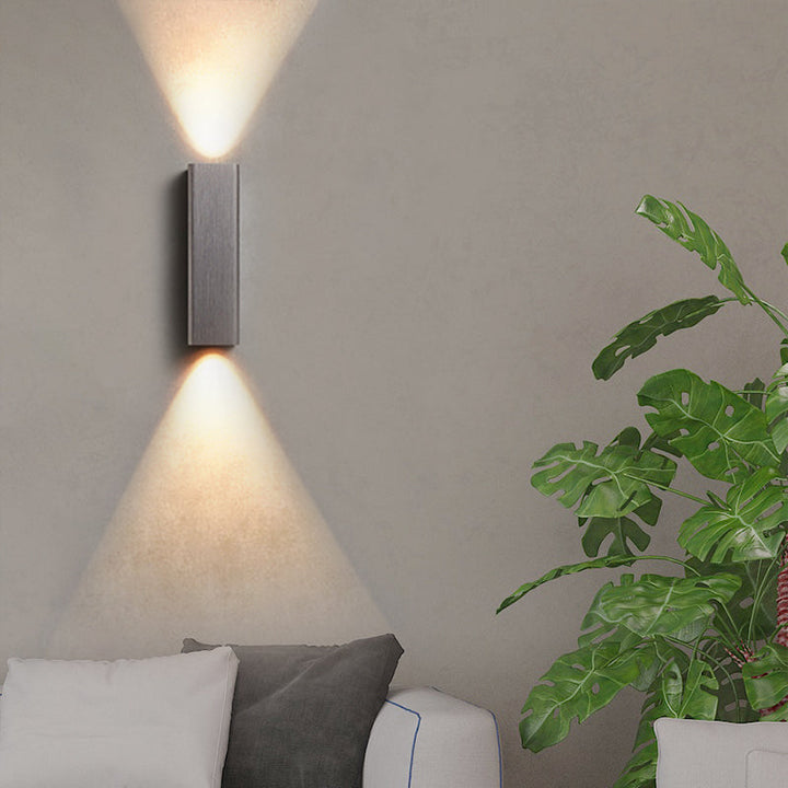 Modern Cuboid Wall Mounted Light Metal Living Room LED Up and Down Wall Sconce in Bronze/Gold/Coffee | Kalsten