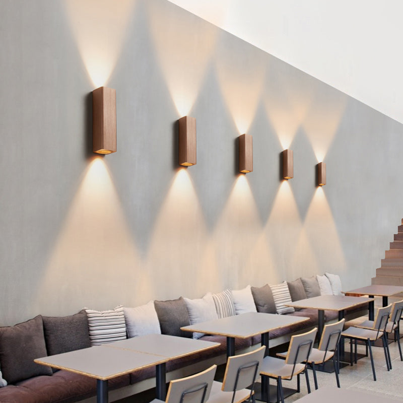 Modern Cuboid Wall Mounted Light Metal Living Room LED Up and Down Wall Sconce in Bronze/Gold/Coffee | Kalsten