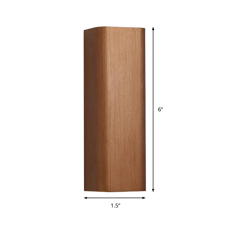 Modern Cuboid Wall Mounted Light Metal Living Room LED Up and Down Wall Sconce in Bronze/Gold/Coffee | Kalsten