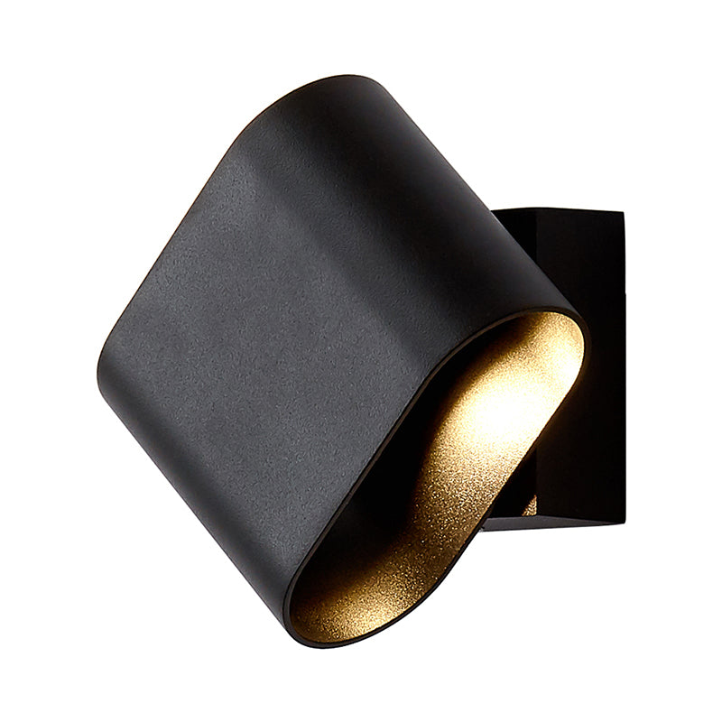Round Edge Cuboid Wall Sconce Light Simple Metal LED Black/Grey/White Wall Mount Light for Corridor | Kalsten