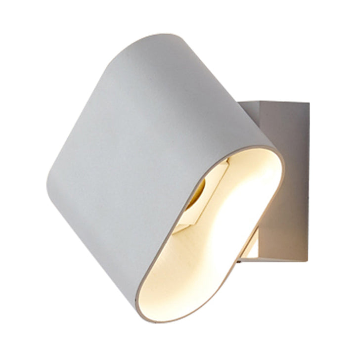 Round Edge Cuboid Wall Sconce Light Simple Metal LED Black/Grey/White Wall Mount Light for Corridor | Kalsten