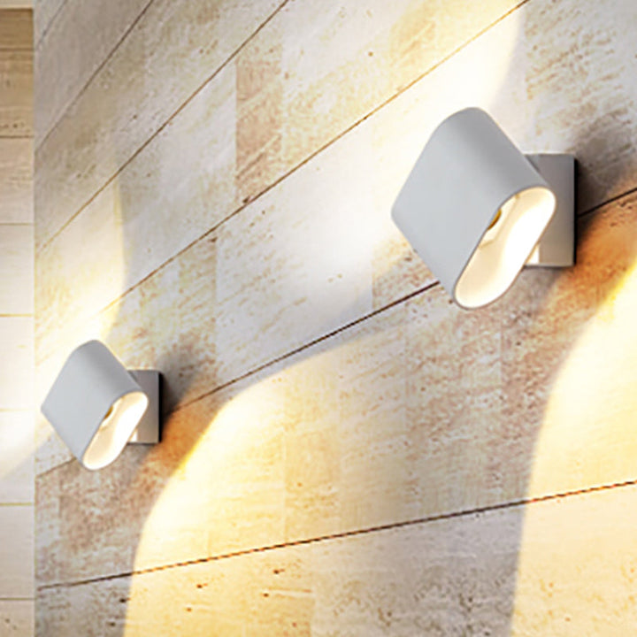 Round Edge Cuboid Wall Sconce Light Simple Metal LED Black/Grey/White Wall Mount Light for Corridor | Kalsten