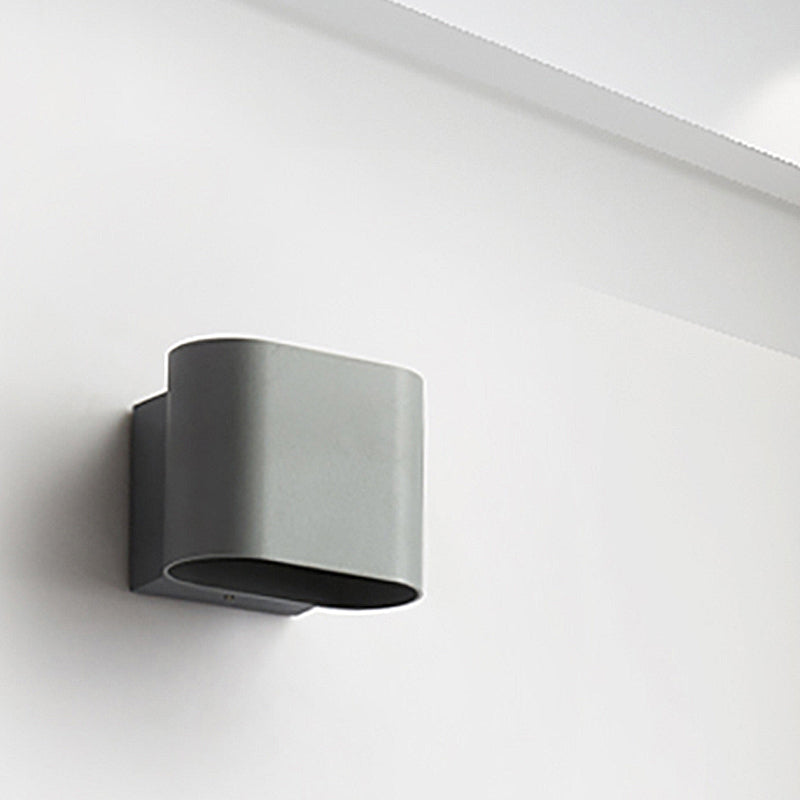 Round Edge Cuboid Wall Sconce Light Simple Metal LED Black/Grey/White Wall Mount Light for Corridor | Kalsten