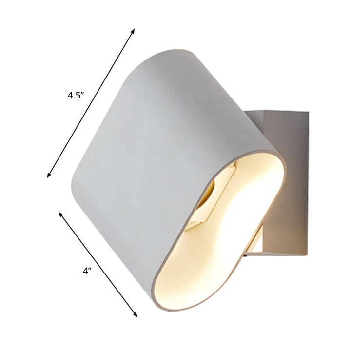 Round Edge Cuboid Wall Sconce Light Simple Metal LED Black/Grey/White Wall Mount Light for Corridor | Kalsten