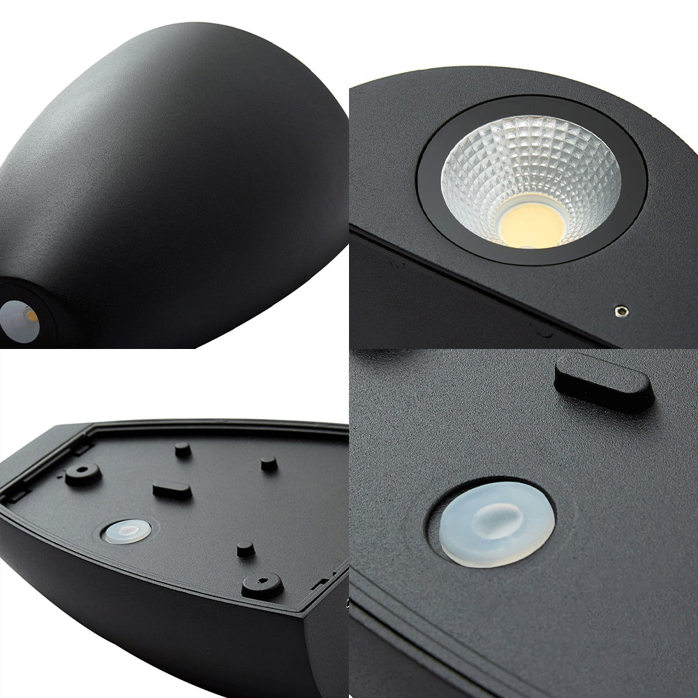 Bullet Shape Wall Mount Light Modern Metal Black/Grey/White LED Up and Down Wall Sconce for Stairway | Kalsten