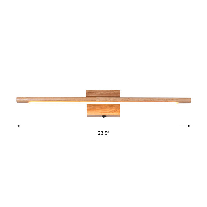 Slim Wood Vanity Sconce Lamp Modernist Led Beige Wall Mounted Light Fixture in White/Warm Light | Kalsten