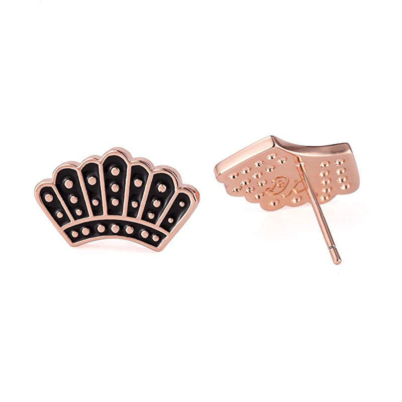 Elegant Gold and Black Fan-Shaped Earrings Kalsten
