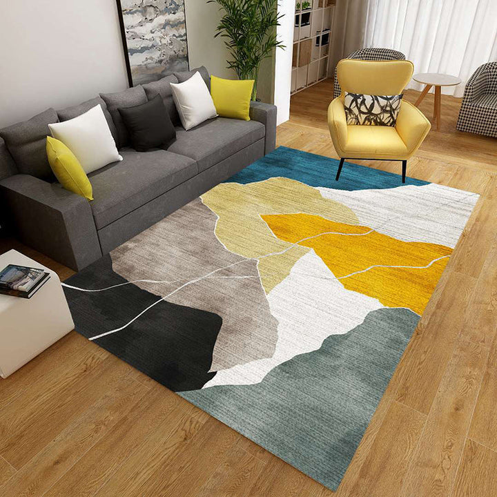 Kalsten | Minimalist 3D Geometric Rug Multi-Color Polypropylene Area Rug Pet-Friendly Non-Slip Machine Washable Rug for Large Room