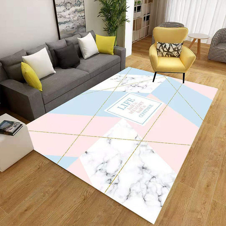 Kalsten | Minimalist 3D Geometric Rug Multi-Color Polypropylene Area Rug Pet-Friendly Non-Slip Machine Washable Rug for Large Room