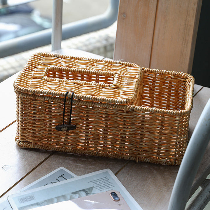 Handmade Wicker Storage Box with Lid Kalsten
