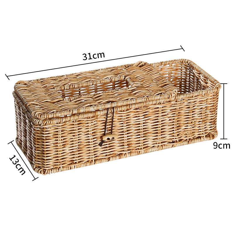 Handmade Wicker Storage Box with Lid Kalsten