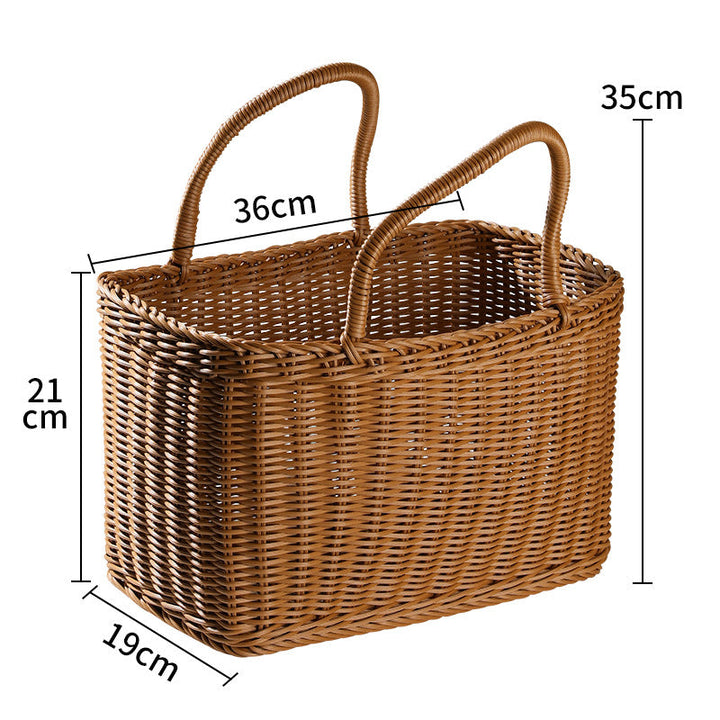 Unisex Handwoven Shopping Basket with Two Handles Kalsten