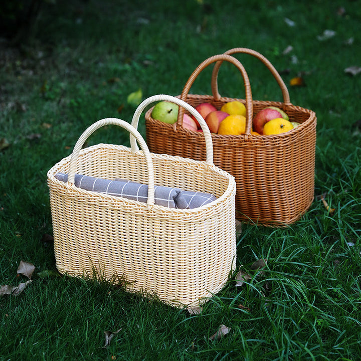 Unisex Handwoven Shopping Basket with Two Handles Kalsten