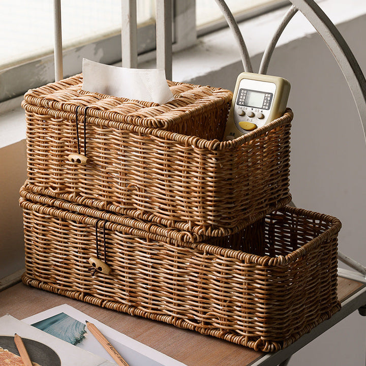 Handmade Wicker Storage Box with Lid Kalsten