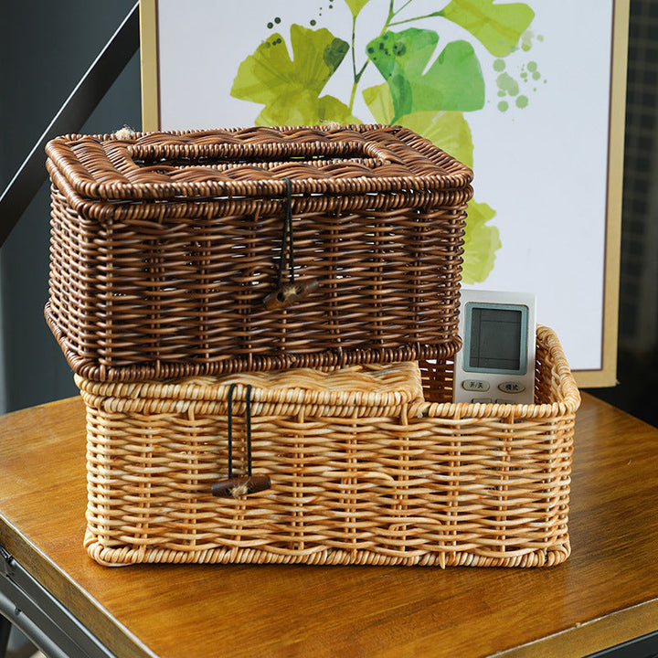Handmade Wicker Storage Box with Lid Kalsten