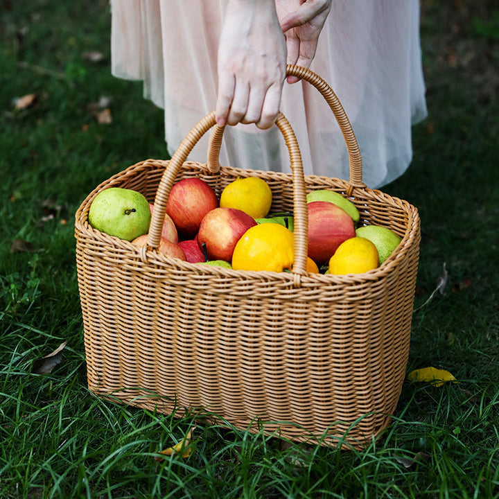 Unisex Handwoven Shopping Basket with Two Handles Kalsten