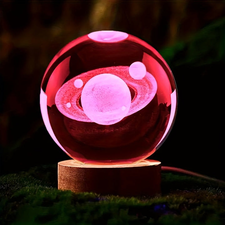 LumiSphere - Luxury 3D Crystal Table Lamp with Wooden Base Kalsten