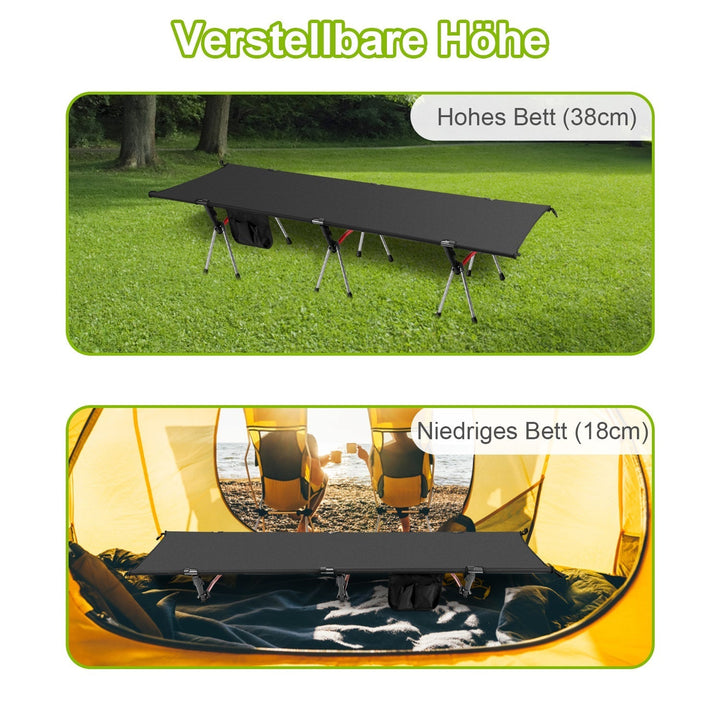 Folding Bed Black Camping Bed Height Adjustable | Kalsten