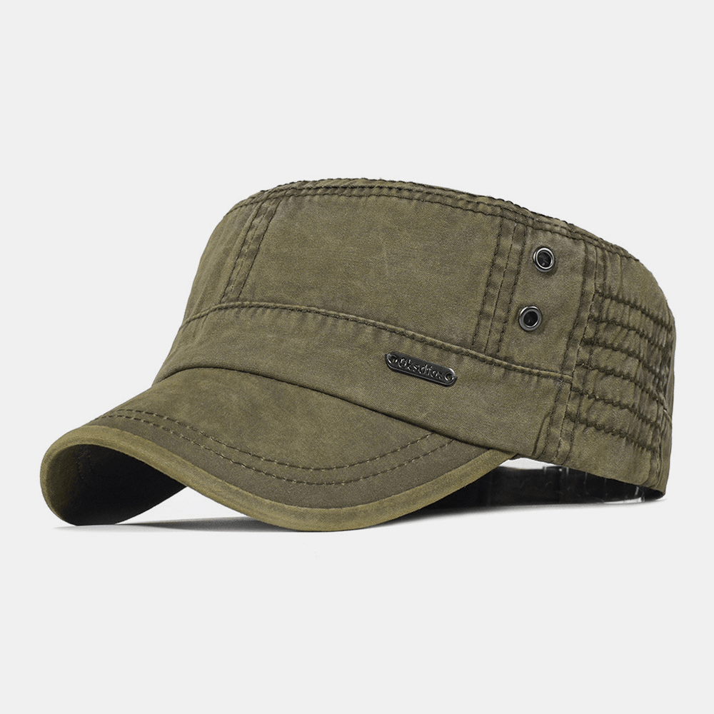 BowLift | Adjustable Washed Cotton Military Flat Cap for Men – Classic Army Style Hat