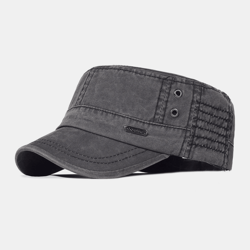 BowLift | Adjustable Washed Cotton Military Flat Cap for Men – Classic Army Style Hat