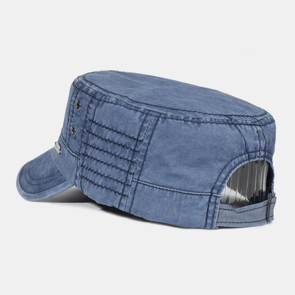 BowLift | Adjustable Washed Cotton Military Flat Cap for Men – Classic Army Style Hat