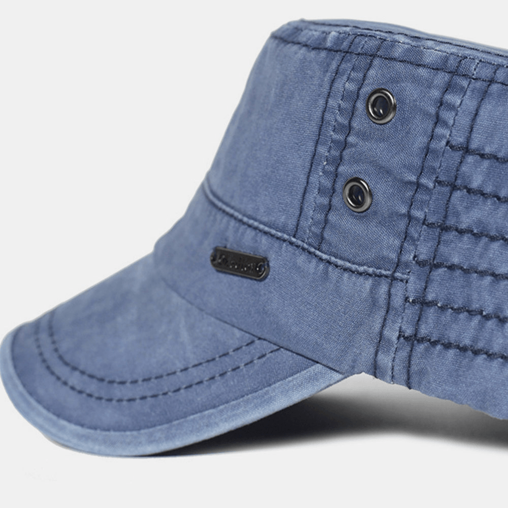 BowLift | Adjustable Washed Cotton Military Flat Cap for Men – Classic Army Style Hat