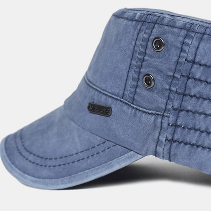 BowLift | Adjustable Washed Cotton Military Flat Cap for Men – Classic Army Style Hat
